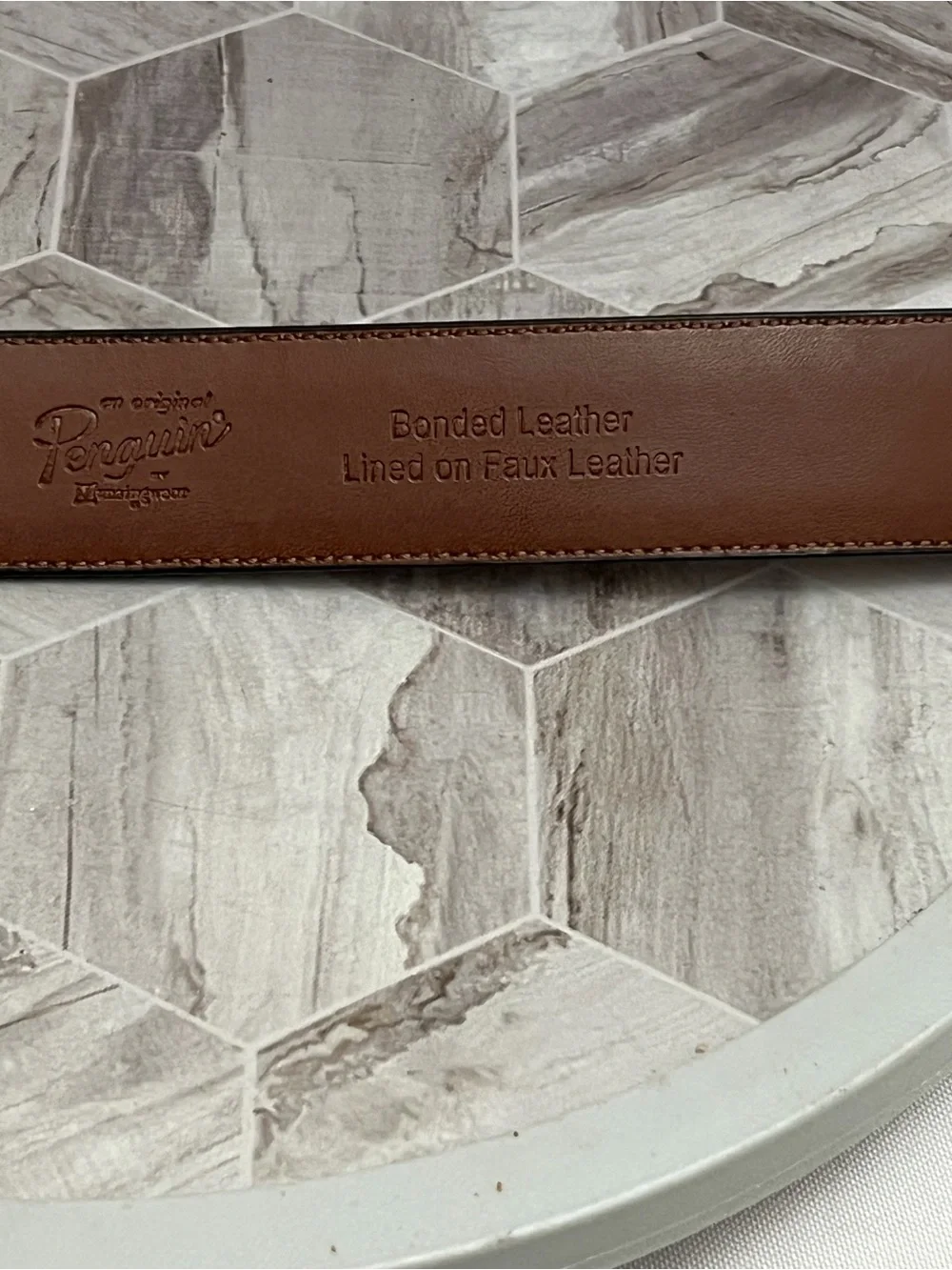 Original Penguin Men’s Black Leather Dress Belt Size 30 Gunmetal Buckle